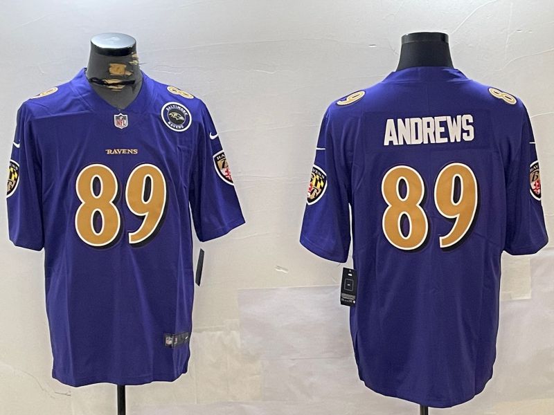 Men Baltimore Ravens #89 Andrews Purple Second generation 2024 Nike Limited NFL Jersey style 4